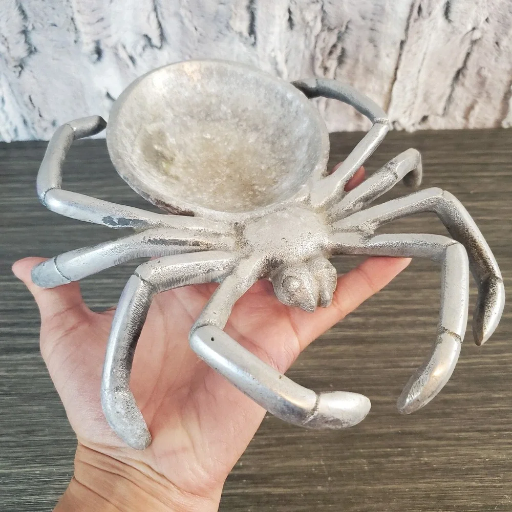Pewter Large Spider Candy Trinket Dish 9